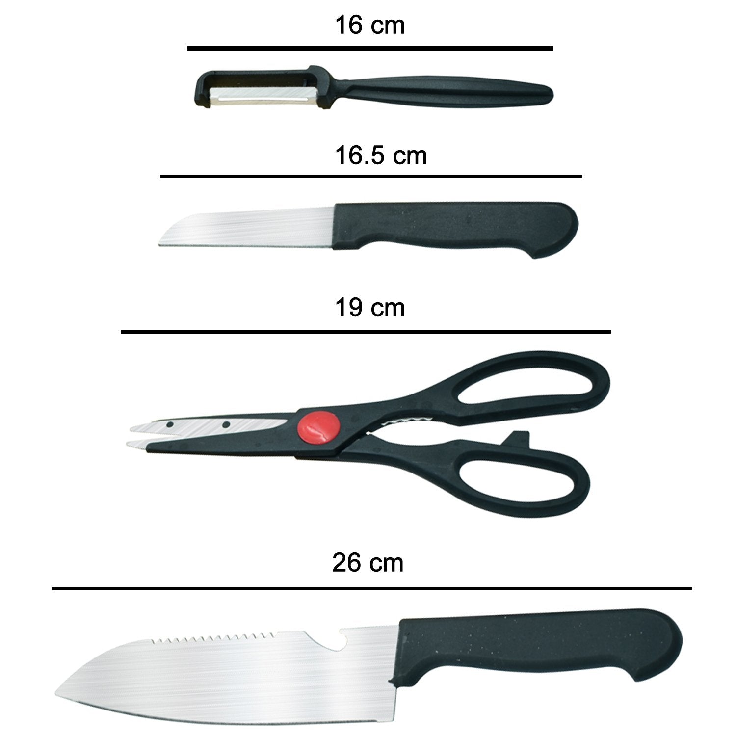 2576 Stainless Kitchen Tool Set (Butcher Knife, Standard Knife, Peeler and Kitchen Scissor) - 4 Pcs 2576 Stainless Kitchen Tool Set (Butcher Knife, Standard Knife, Peeler and Kitchen Scissor) - 4 Pcs